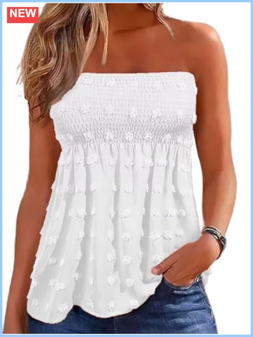 Flamingals Strapless Tube Top Flowy Backless Bandeau Summer Tank